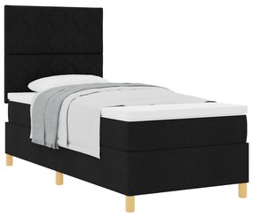 Boxspring Ágy Matrac Fekete Egyszemélyes Szövet