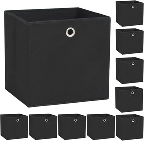 vidaXL 10 db fekete, nem szőtt tárolódoboz 32 x 32 x 32 cm