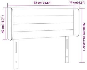 kék szövet LED-es fejtámla 93 x 16 x 78/88 cm