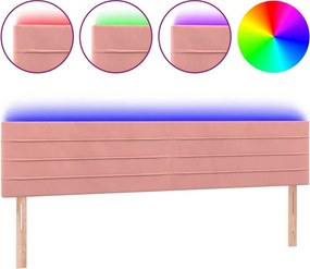 vidaXL rózsaszín bársony LED-es fejtámla 180x5x78/88 cm