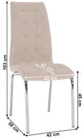 Étkezőszék, bézs Dulux Velvet szövet/króm, GERDA NEW