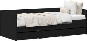 vidaXL Nappaliágy fejtámlával fiókkal Fekete tölgy 90 x 190 cm Faanyag