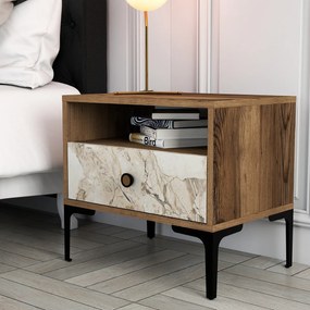 Lizbon Walnut White Éjjeliszekrény