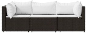 3 részes barna polyrattan kerti ülőgarnitúra párnával