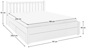 Franciaágy 180 cm Luciusa (fehér)  . 1101137