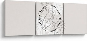 Kép - Vonalkép monstera N⁰3 (órával) (90x30 cm)