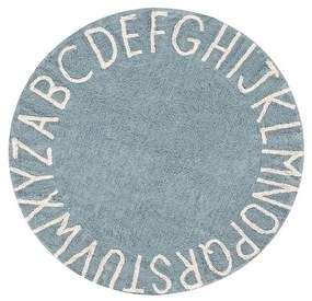 Világoskék mosható kézi szövésű pamut gyerek szőnyeg ø150 cm ABC Vintage Blue – Lorena Canals