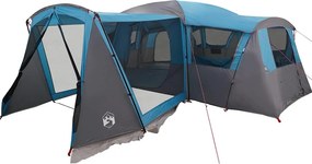 vidaXL Családi sátor 20 fős tetővel Kék és Szürke 745 x 700 x 217 cm