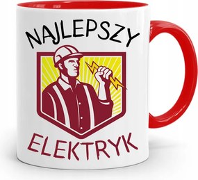 Piros Bögre Villanyszerelőnek A Legjobb Villanyszerelő fényképes nyomtatással