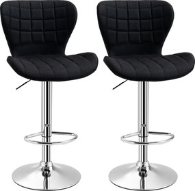 HOMCOM 2 db Modern Dizájnú Bárszék Állítható Ülésmagasság 59-81 cm 360° Forgó Vászon Fekete | Aosom