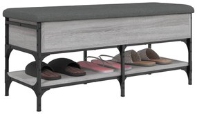szürke sonoma színű szerelt fa cipőtároló pad 102 x 42 x 45 cm