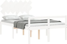 Fehér tömör fa ágy időseknek fejtámlával Double