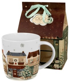 Karácsonyi Porcelán bögre 400 ml házikó díszcsomagolásban Christmas City 2