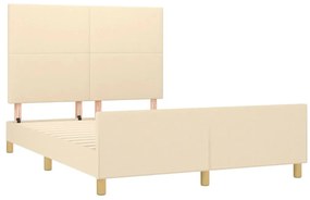 krémszínű szövet ágykeret matrac nélkül 140 x 190 cm