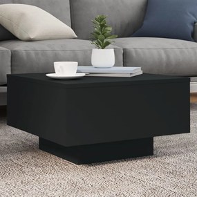 Fekete dohányzóasztal LED-lámpákkal 55 x 55 x 31 cm