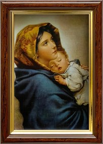 Vászonkép 18x13 Szűzanya Cigány Barna Arany Díszített Fa Keret