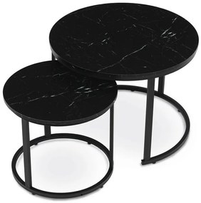Konferenciaasztalok szett, fekete márvány, 2 db