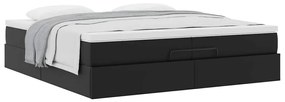 Ottomán ágykeret matracokkal Fekete 200x200cm műbőr