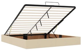 Ottomán krémszínű szövet ágykeret matrac nélkül 160 x 200 cm