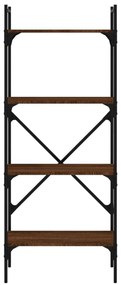 4 szintes barna tölgyszínű fa könyvespolc 56x31,5x138,5 cm