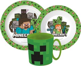 Minecraft Pixelcraft étkészlet, micro műanyag szett bögrével 390 ml