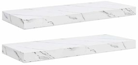 vidaXL Falpolc tárolóval 2 pcs Fehér márvány 60 x 23,5 x 4 cm Faanyag