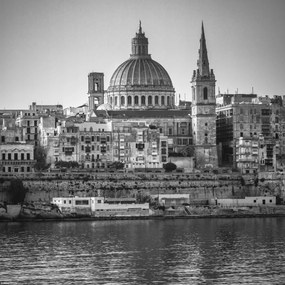Poszter 30x30cm Kikötő és az anglikán Szent Pál-székesegyház Vallettában, Assaf Fran