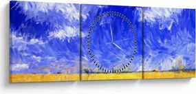 Kép - olajfestmény, arany mező (órával) (90x30 cm)