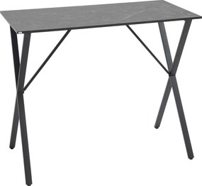 HOMCOM Modern Ipari Stílusú Bárpult, Magas Konyhaasztal Márványhatású Fából és Acélból, 120 x 60 x 102 cm, Fekete | Aosom