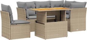 vidaXL 5 részes bézs polyrattan kerti ülőgarnitúra párnákkal
