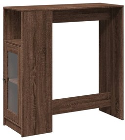 barna tölgy szerelt fa tárolórekeszes bárasztal 101x40x103,5 cm