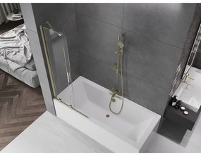 Mexen Velar, 2 szárnyas eltolható kádparaván 80 x 150 cm, 8mm átlátszó üveg, arany fényes profil, 896-080-000-01-50