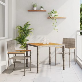 Kert étkező szett 3 pcs Szürke 90 x 90 x 75 cm polirattan