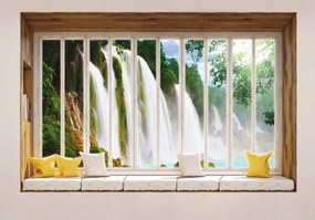 Fotótapéta Vízesés ablakkal Paradicsomi relaxáció 208x146 vinil +ragasztó