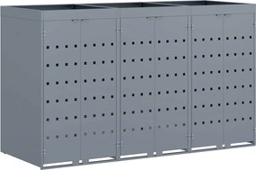 vidaXL Gurulós kuka tároló 3 kukához Világosszürke