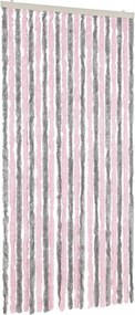 vidaXL ezüstszürke és rózsaszín zsenília rovarfüggöny 90 x 220 cm