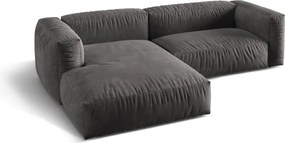 Szürke bársony moduláris sarokkanapé (bal oldali-heverő résszel) Martina – Micadoni