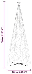 kúp alakú karácsonyfa 1400 színes LED-del 160 x 500 cm