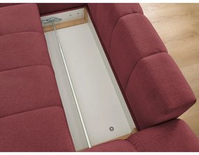 Borvörös zsenília kinyitható-tárolóhelyes sarokkanapé (bal oldali-heverő résszel) Everest – Bobochic Paris