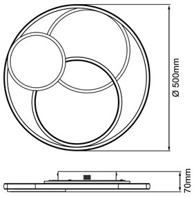 Brilliant - LED Dimmelhető mennyezeti lámpa RUNDA LED/50W/230V 3000-6500K fekete + távirányító