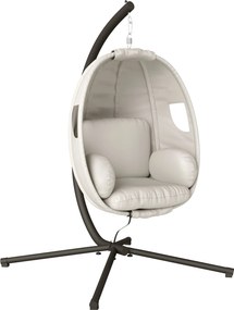 Outsunny összecsukható függőtojás fotel állvánnyal — 20 cm párnával, állítható, világosszürke | Aosom