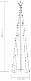 Kúp alakú karácsonyfa-dekoráció 400 színes LED-del 100 x 360 cm