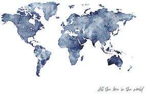 Illusztráció Worldmap blue watercolor, Finlay & Noa, (40 x 30 cm)