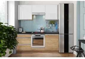 Konyhablokk MARINA 180 cm, craft tölgy/fényes fehér