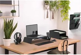 Prospektustartó, fém, fali, fekvő, A4, 3 rekesz, ALBA, fekete (BAP33)