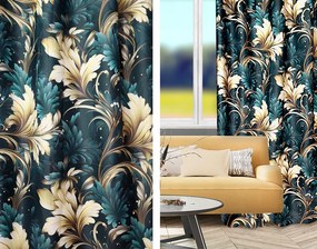 Függöny dekorációs szövet növények levelekkel 280 cm gránát ekrü