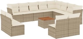 vidaXL 13 részes bézs polyrattan kerti ülőgarnitúra párnákkal