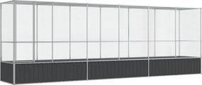 vidaXL ezüstszínű acél madárház bővítménnyel 626,5x107x212 cm