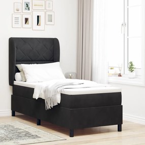 Boxspring Ágy Matrac Fekete 80x200 cm Bársony