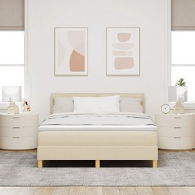 Box Spring Ágy Matraccal és LED-del Krém 140x190 cm Szövet
